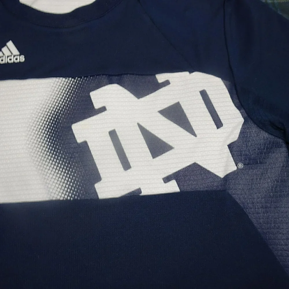NCAA Adidas Climalite Notre Dame Blue Shirt Size Large